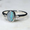 Natural Australian Opal and Diamond Silver Ring
