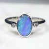Blue and Green Silver Opal Ring