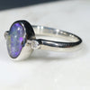 Sterling Silver - Solid Boulder Opal - Natural Diamonds