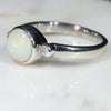 Sterling Silver - Solid Boulder Opal - Natural Diamonds