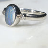 Natural Australian Opal Silver Ring With Natural Diamonds