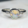 Australian Solid Boulder Opal and Diamond Silver Ring - Size 5.5 Code - SRD52