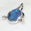 Natural Australian Boulder Opal and Diamond Silver Pendant with Silver Chain (11mm x 8mm)  Code -E10