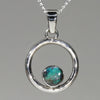 Natural Australian Boulder Opal Silver Pendant with Silver Chain (5mm x 5mm) Code -E07