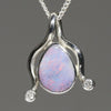 Natural Australian Boulder Opal Silver and Diamond Pendant
