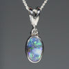 Natural Australian Boulder Opal and Diamond Silver Pendant with Silver Chain