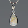 Natural Australian Solid Opal Silver Pendant with Diamond
