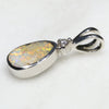 Natural Australian Boulder Opal and Diamond Silver Pendant with Silver Chain Code -SD19