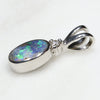 Natural Australian Boulder Opal and Diamond Silver Pendant with Silver Chain
