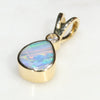 Natural Australian Boulder Opal and Diamond 18k Gold Pendant
