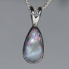 Natural Australian Boulder Opal  Silver Pendant with Silver Chain (10mm x 5.5mm) Code -SPA280