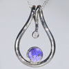 Natural Australian Boulder Opal Silver Pendant with Diamond