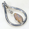 Sterling Silver-Solid Boulder Opal- Natural Diamonds