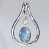Natural Australian Boulder Opal Silver and Diamond Pendant