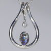 Natural Australian Opal and Diamond Silver Pendant