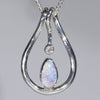 Natural Australian Boulder Opal Diamond and Silver Pendant