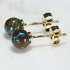 Australian Boulder Opal Matrix Gold Earring Studs (6 x 6mm) Code GE25