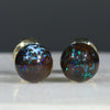 Australian Boulder Opal Matrix Gold Earring Studs (6 x 6mm) Code GE23