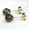Australian Boulder Opal Matrix Gold Earring Studs (6 x 6mm) Code GE23