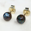 10k Gold Natural Matrix Opal Ball Studs