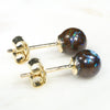 Australian Boulder Opal Matrix Gold Earring Studs (6 x 6mm) Code GE23