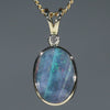 10K Gold and Diamond Boulder Opal Pendant