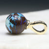 Australian Boulder Opal Matrix and Diamond  Gold Pendant Code -GB8
