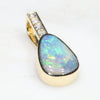 Natural  Australian Boulder  Opal  and Diamond Gold Pendant Code -GPA143
