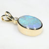 Natural  Australian Boulder  Opal  and Diamond Gold Pendant Code -GPA151