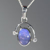 Australian Boulder Opal Silver Pendant with Diamond