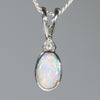 Natural Australian Solid Opal Pendant with Diamond