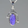Natural Australian Boulder Opal Silver and Diamond Pendant