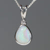 Natural Australian Boulder Opal Silver Pendant with Diamond