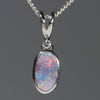 Natural Australian Boulder Opal and Diamond Silver Pendant with Silver Chain Code -SD07