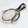 Sterling Silver - Solid White Opal - Natural Diamonds