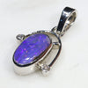 Sterling Silver - Solid Boulder Opal - Natural Dimaonds