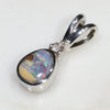Natural Australian Boulder Opal and Diamond Silver Pendant with Silver Chain (5.5mm x 4.5mm)  Code -SD27