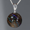 Australian Boulder Matrix Opal Silver Loop Pendant with Silver Chain