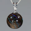 Australian Boulder Matrix Opal Silver Loop Pendant with Silver Chain