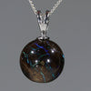 Australian Boulder Matrix Opal Silver Loop Pendant with Silver Chain