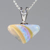 Natural Australian Solid Boulder Opal Silver Pendant