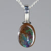 Australian Boulder Opal Silver Loop Pendant with Silver Chain