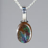 Australian Boulder Opal Silver Loop Pendant with Silver Chain