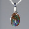 Australian Boulder Opal Silver Loop Pendant with Silver Chain
