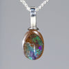 Australian Boulder Opal Silver Loop Pendant with Silver Chain
