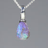Australian Boulder Opal Silver Loop Pendant with Silver Chain