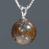 Australian Boulder Matrix Opal Silver Loop Pendant with Silver Chain Code -SB26
