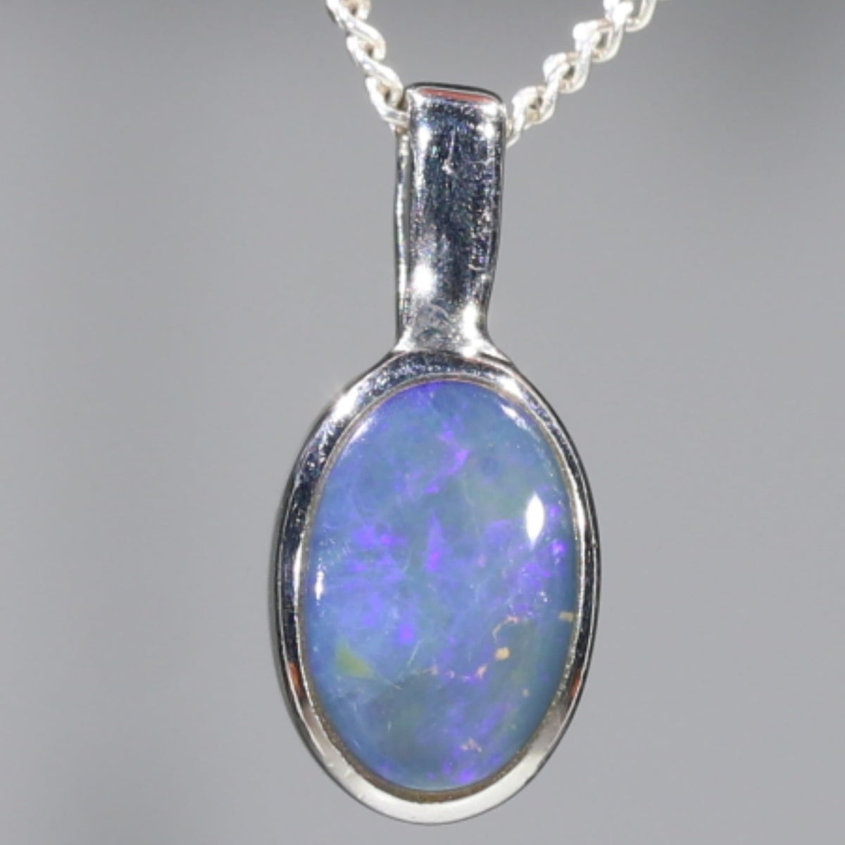 Natural Australian Boulder-Blue Opal Pendant Sterling Silver