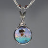 Natural Australian Boulder Opal and Diamond Silver Pendant with Silver Chain Code -SD36