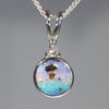 Natural Australian Boulder Opal and Diamond Silver Pendant with Silver Chain Code -SD36